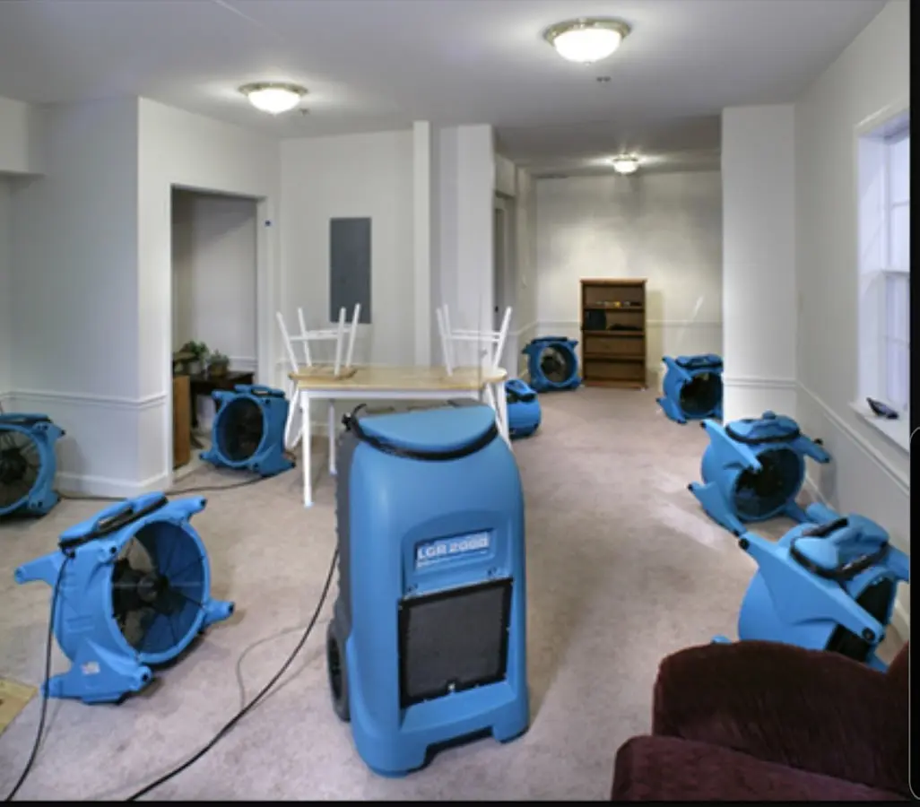 Air movers and dehumidifier setup for Water Extraction & Removal in Randallstown