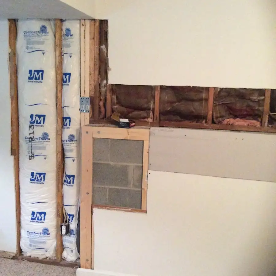 Wall insulation replacement during Basement Flood Cleanup in Randallstown